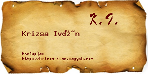 Krizsa Iván névjegykártya
